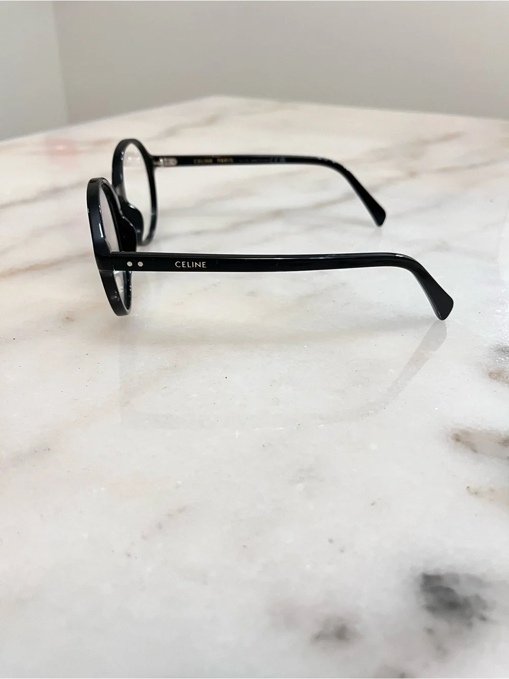 Celine Black Round Acetate Glasses - Women's Classic Frame